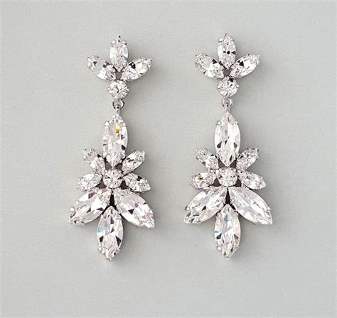 Julia Leaf Bridal Earrings Swarovski Crystal Chandelier Earrings