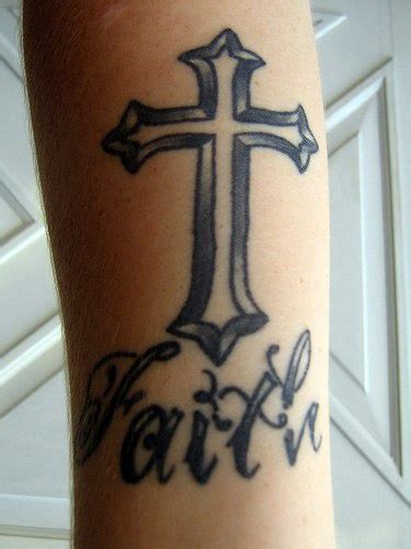 Faith Text With Cross Tattoo Tattooimagesbiz