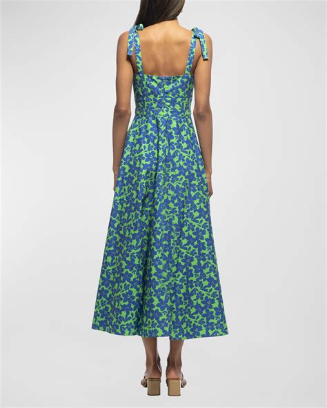 Shoshanna Majorelle Square Neck Floral Print Midi Dress Neiman Marcus