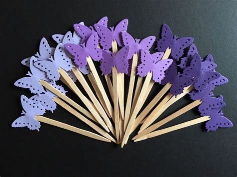 12 Purple Butterfly Cupcake Toppers, Butterfly Cake Topper, Butterfly Baby Shower, Butterfly ...