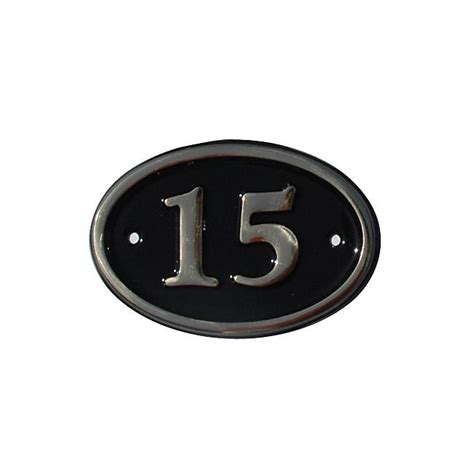 The House Nameplate Company Polished Black Brass Oval House Number 15
