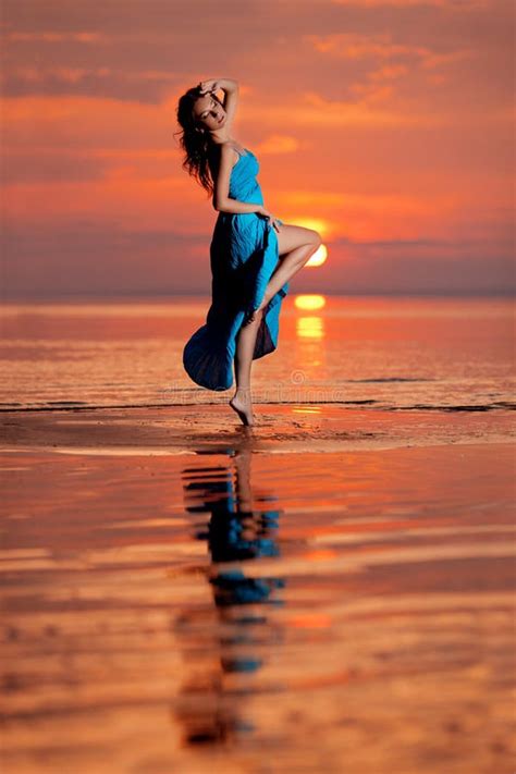 Free Woman Enjoying Freedom Feeling Happy At Beach Stock Photo Image