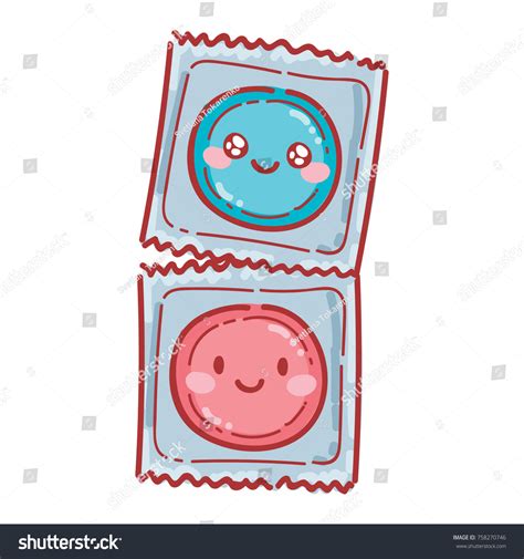 Cute Condom Characters With Eyes Friendly Royalty Free Stock Vector 758270746