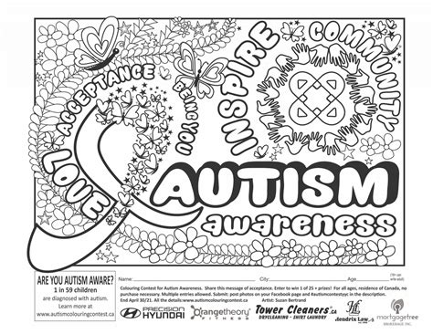 2021 Autism Awareness Coloring Contest Hendrix Law