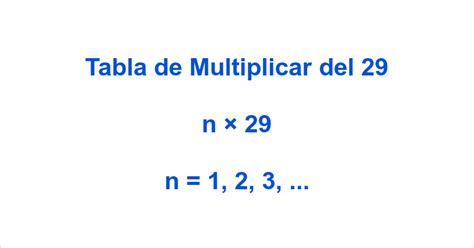 Tabla De Multiplicar Del 29 La Tabla Del 29