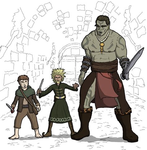 Dandd 5e Size Relationship Drawing Halfling Gnome And Half Orc Half