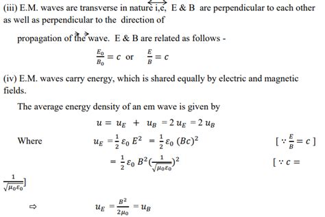 Cbse Class 12 Phyiscs Electromagnetic Waves Formulae Concepts For