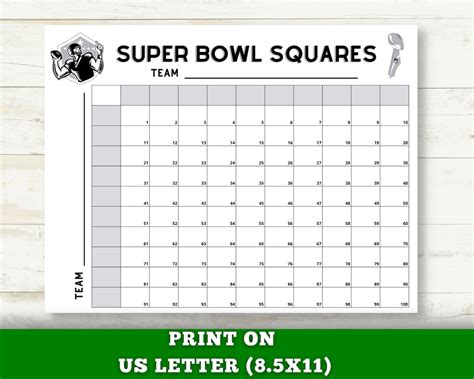 Printable Super Bowl Squares Game Super Bowl Party Game 2022 Etsy