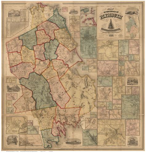 Reprint Map Of Plymouth County Ma 1857