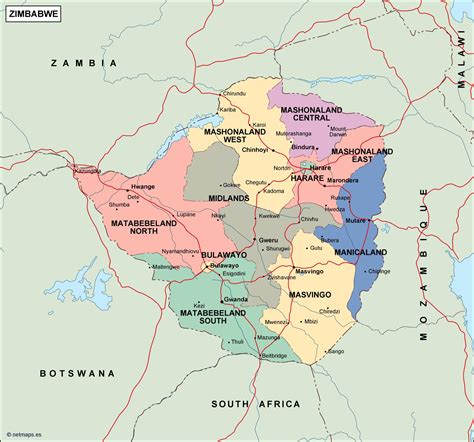 Zimbabwe Political Map Order And Download Zimbabwe Political Map