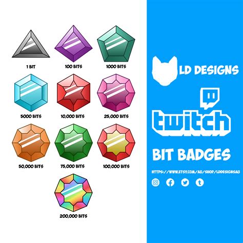 Gemstone Subscriber Badges Bit Badges Loyalty Badges For Twitch Etsy