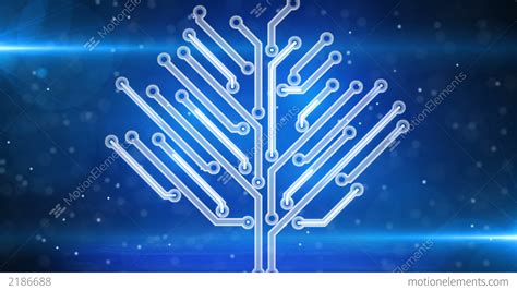 Blue Electronic Hi Tech Tree Growing Loop Stock Animation 2186688