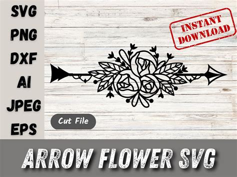 Arrow With Flower Svg Floral Arrow Svg Boho Arrow Svg Arrows Svg