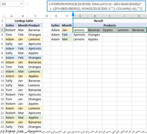 Vlookup With Multiple Criteria Returning Multiple Matches In Rows