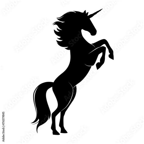 Silhouette Of Magic Cute Unicorn Stylish Icon Template Background