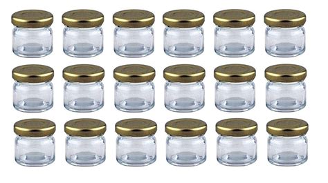 Heynz Mini Tiny Glass Jar Set Of 20 Pcs With Metal Golden Lid Airtight And Rust Proof Cap