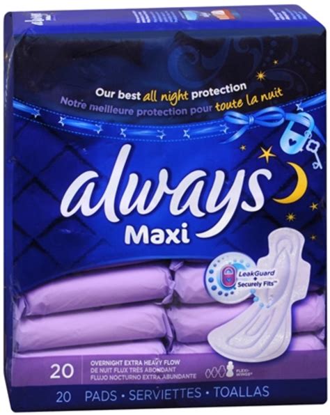 Always Maxi Pads Overnight Extra Heavy Flow 20 Each (Pack of 6) - Walmart.com - Walmart.com