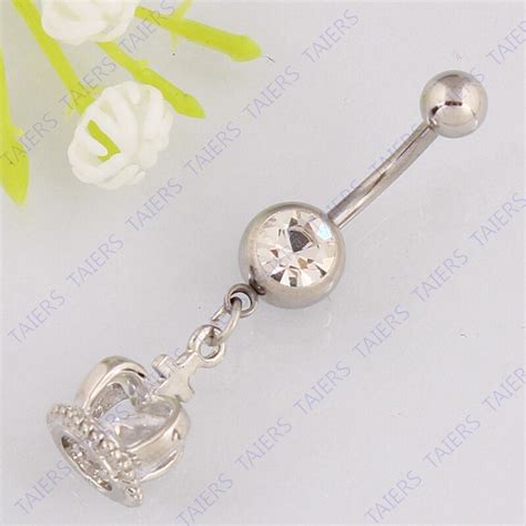 Imperial Crown Belly Button Ring Fashion Body Piercing Jewelry Retail Navel Ring 14g 316l