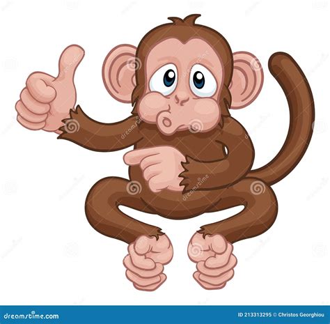 Monkey Cartoon Animal Thumbs Up And Pointing Stock Vector