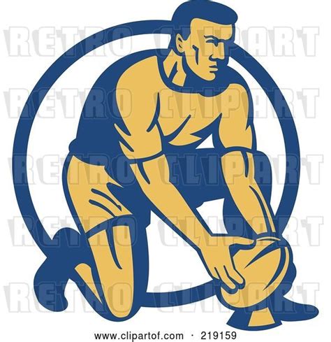 Vector Clip Art Of Retro Rugby Football Player Logo 2 By Patrimonio