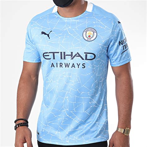 Puma Tee Shirt De Sport Manchester City Home Replica 757058 Bleu Ciel