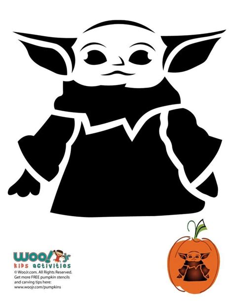 Baby Yoda Pumpkin Stencil Printable