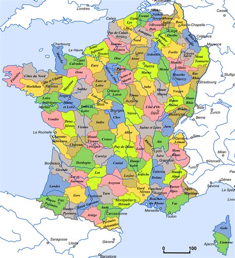 Deze onderverdeling werd in dat jaar omgezet in een onderverdeling in departementen. Provinces of france map
