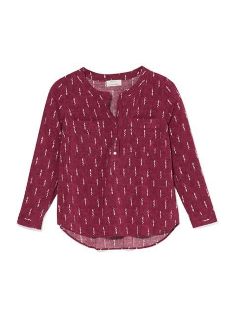 Kelsey Long Sleeve Two Pocket Shirt With Sleeve Tab Burgundy Diaandco
