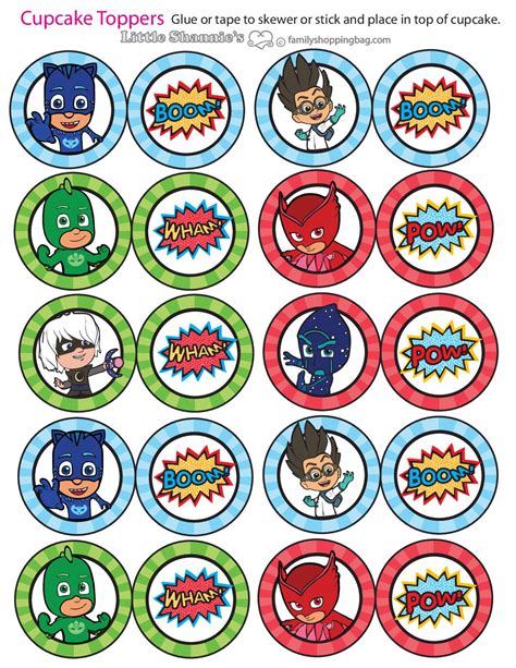 Cupcake Toppers Pj Masks