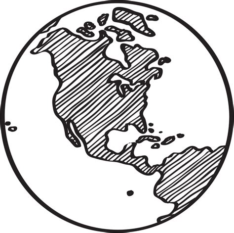 Freehand Drawing World Map Sketch On Globe 10251852 Png