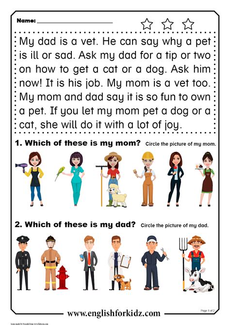 Easy Reading Short Story Printable Worksheets Printable Form