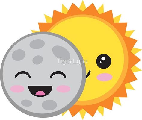 Pegatina Cute Kawaii Solar Eclipse De Dibujos Animados De Tigerlynx