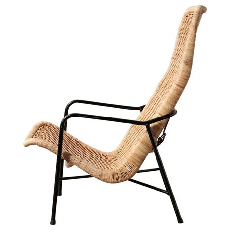 Dirk Van Sliedricht High Back Woven Rattan Lounge Chair At 1stdibs