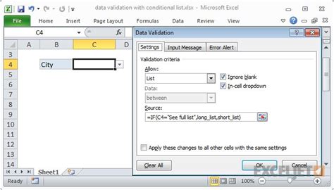 Data Validation With Conditional List