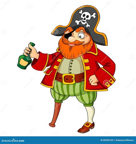 Pirate With Bottle Of Rum Stock Vector Illustration Of Costume 85505725