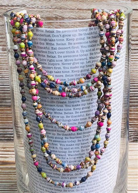 Beautiful Multi Strand Necklace Of Hand Rolled Multi Color Paper Beads