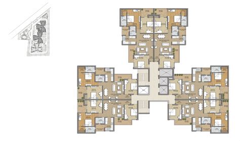 Cluster Floor Plan Of 3 Bhk Apartments Having 1650 Sq Ft Area