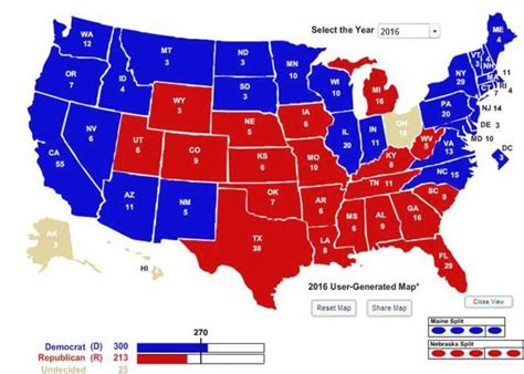 Map Of Red States And Blue States 2016 Printable Map