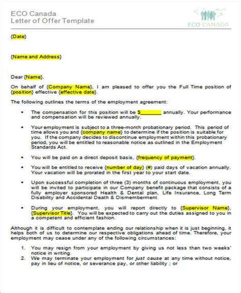A business offer letter is usually written to the partners or other companies who wish to know the details before giving a green light to the project. 45+ Offer Letter Format Templates - PDF, DOC | Free ...