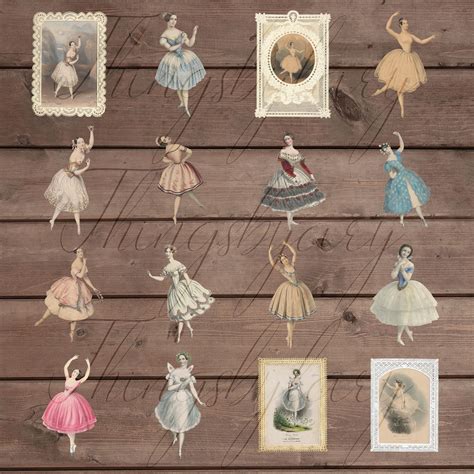 16 Vintage Ballerina Ephemera Victorian Png Digital Images