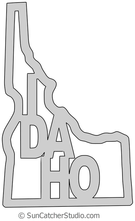 Idaho Map Outline Printable State Shape Stencil Pattern Outline