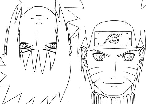Naruto With Sasuke Anime Coloring Pages For Kids Printable Free