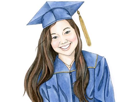 Graduation Day Girl Original Watercolor Painting By Jennifer