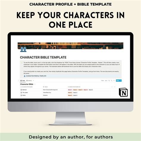 Buy Notion Template For Authors And Writers Character Profile Template