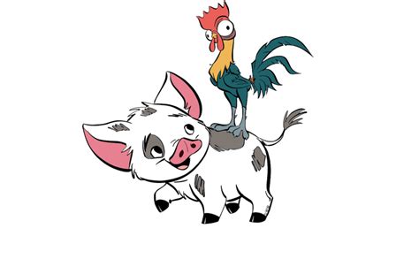 Pua And Heihei Moanas Pet Pig And Rooster Disney Sketches Disney