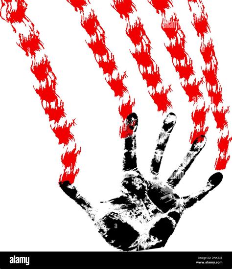 Bloody Hand Prints On A White Background Vector Stock Vector Image