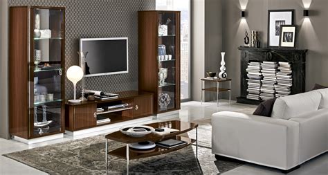 Contemporary Wall Unit With Glass Shelves Dallas Texas Esf Roma Wall Walnut