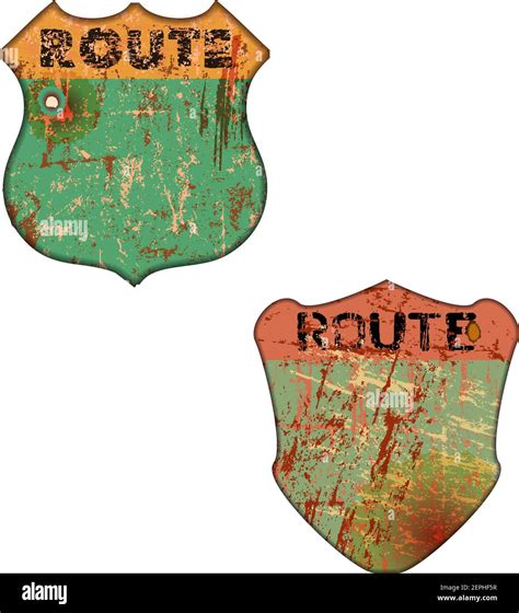 Grunge Blank Vintage Route 66 Signs Free Copy Space Vector