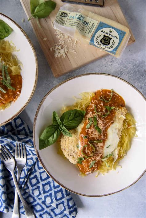 Baked Chicken Parmesan With Spaghetti Squash The Crumby Kitchen