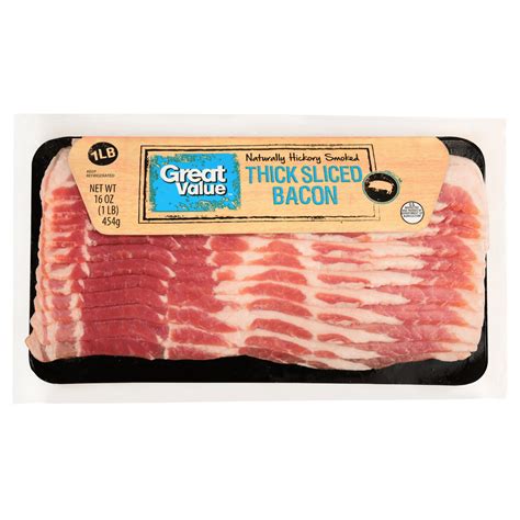 Great Value Thick Sliced Bacon Hickory Smoked 16 Oz